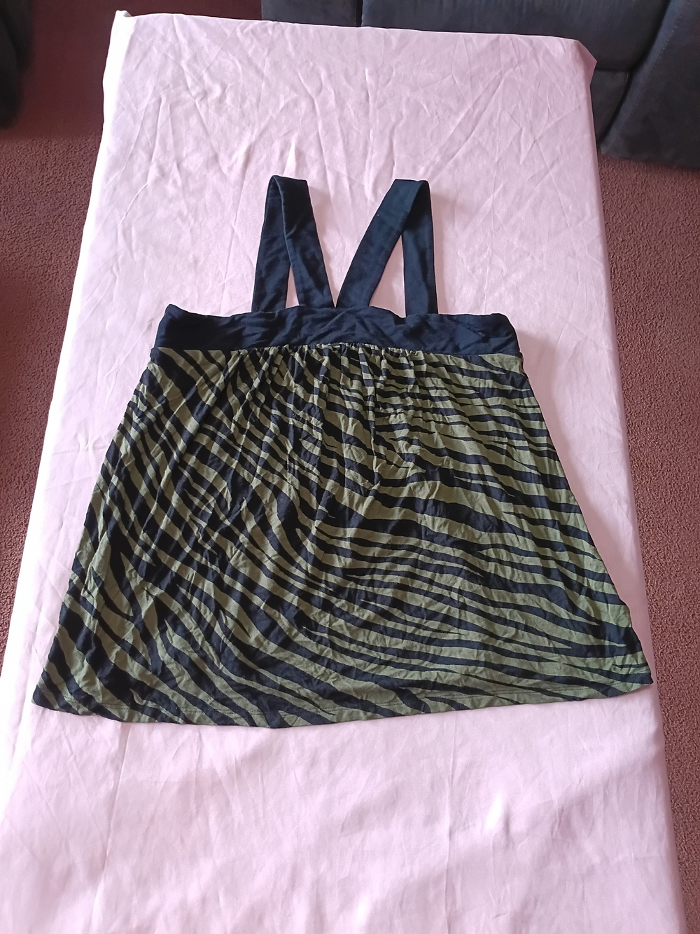 Michael Kors Size P/S Petite Tank Halter Neckline Green Black Zebra Print Womens